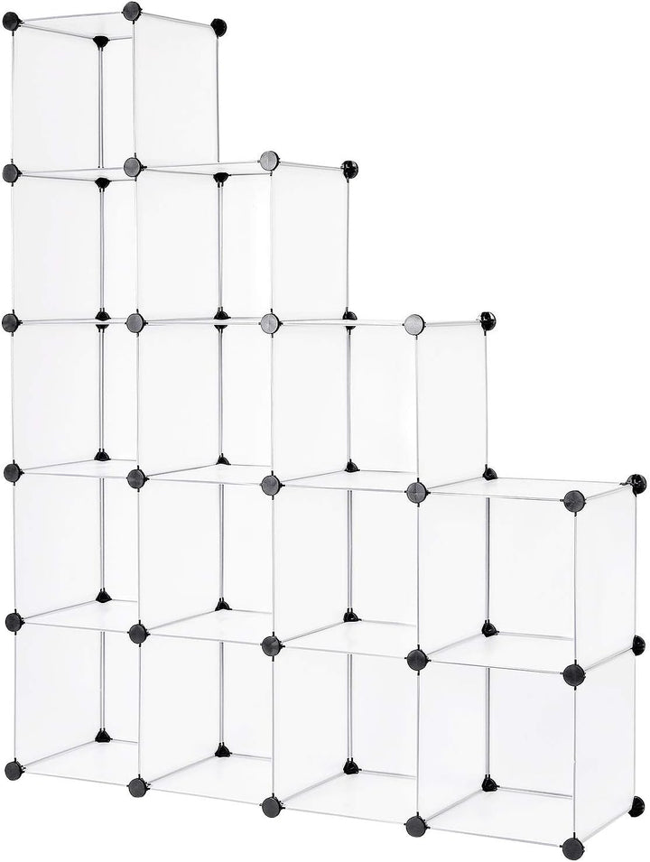 dibea Steckregal aus Kunststoff Schuhregal Aufbewahrungsregal modulares System, mit 16 Fächern á 30x