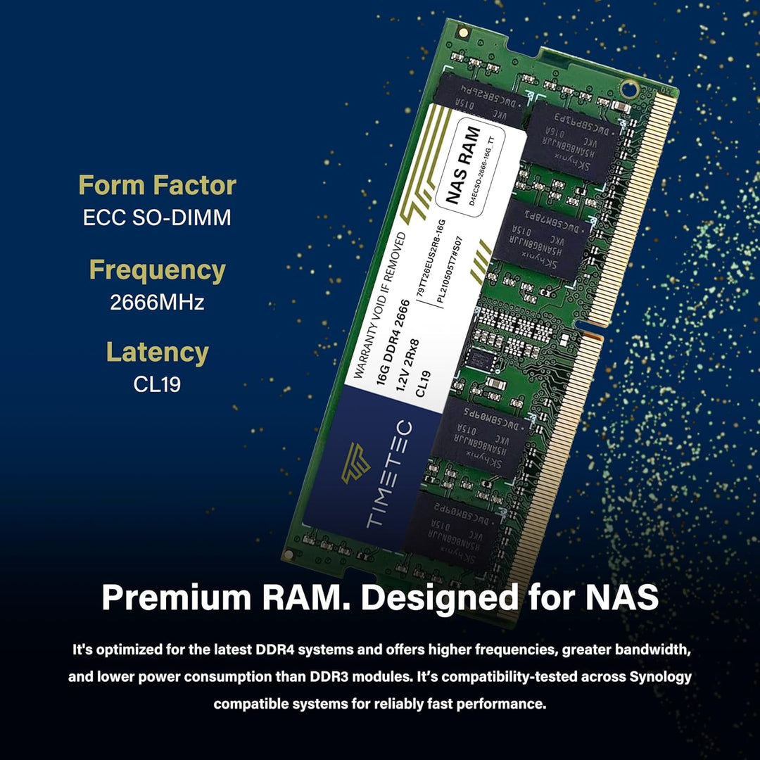 Timetec 16 GB DDR4 2666 MHz PC4-21300 Unbuffered ECC UDIMM 1,2 V CL19 2Rx8 Dual Rank 260 Pin SODIMM