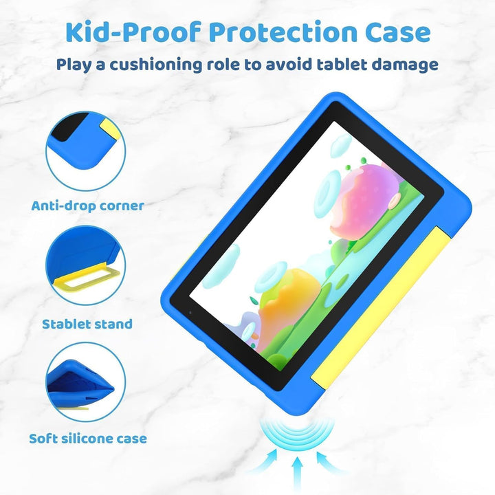 7 Zoll Kinder Tablet mit Hülle, Android Tablet für Kinder, 8GB+64GB(128GB TF Expand), 1024x600 HD Di