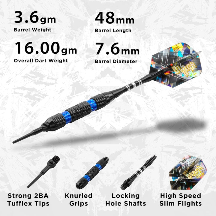Viper Black Ice Soft Dartpfeile Blue Rings 16 Grams, Blue Rings 16 Grams