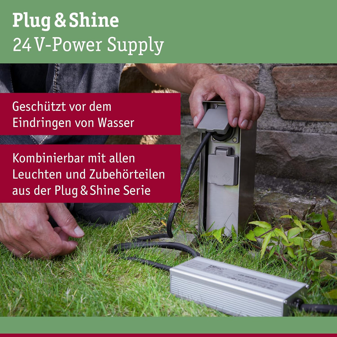 Paulmann Leuchten Paulmann 98850 Outdoor plug und Shine Power Supply IP44 230/24V DC silber Alu 988.