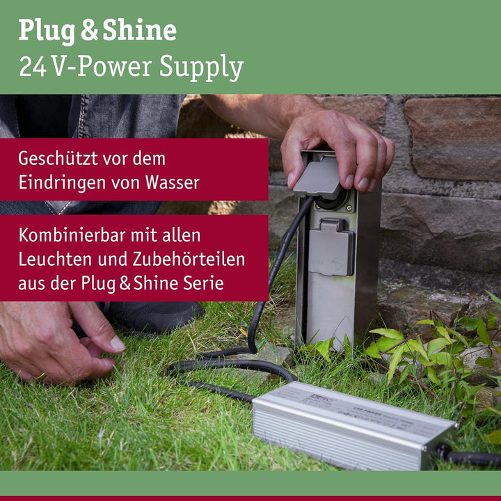 Paulmann Leuchten Paulmann 98850 Outdoor plug und Shine Power Supply IP44 230/24V DC silber Alu 988.