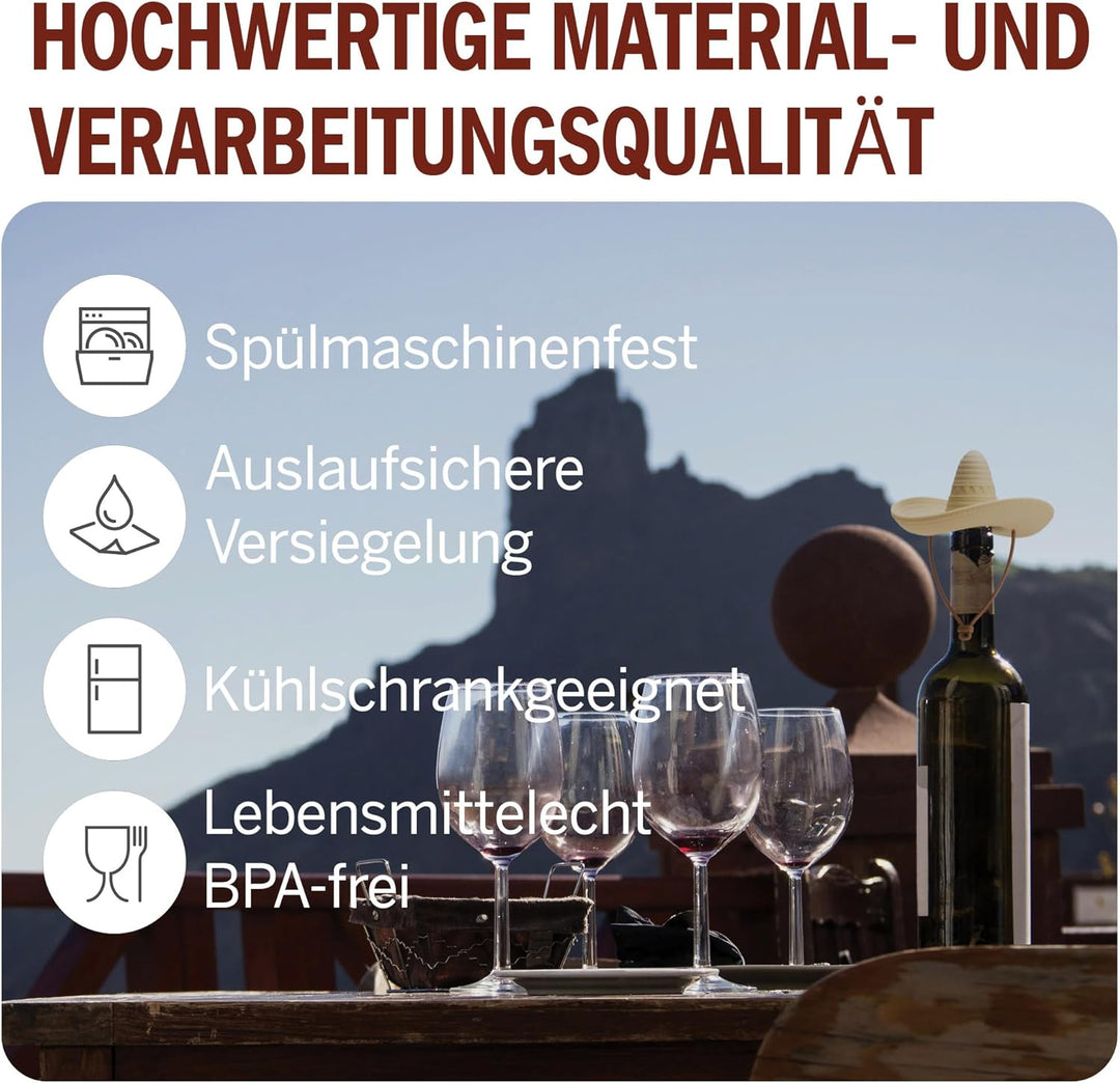 Monkey Business Silikon Weinstopfen, Sombrero-förmige Weinflaschenverschlüsse, Weinzubehör, El Corko