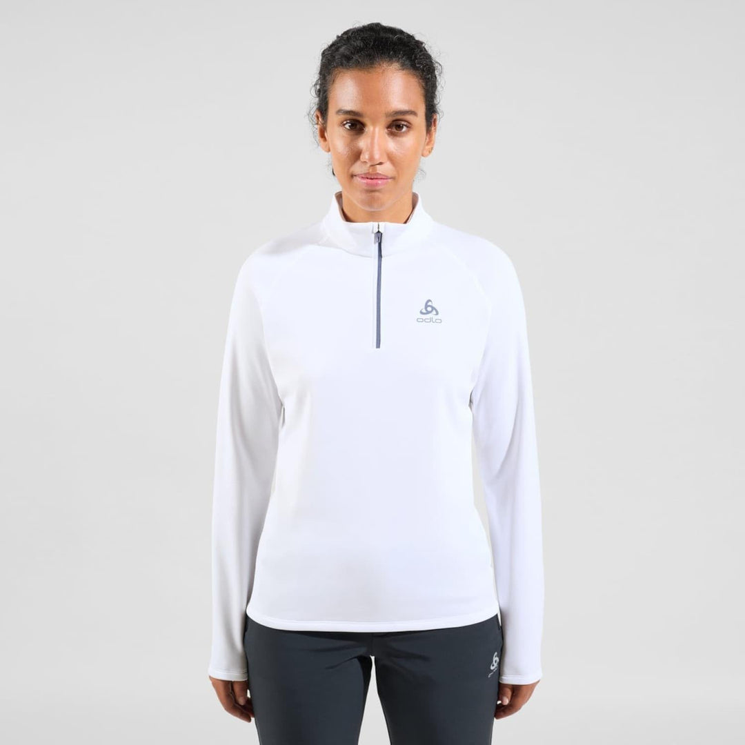 Odlo Damen Besso Half Zip Longsleeve XL White - Folkstone Gray, XL White - Folkstone Gray