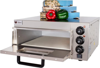 Beeketal 'BPO33-1' Profi Pizzaofen mit 400x400 mm Schamottstein Backfläche, Gastro Steinbackofen für