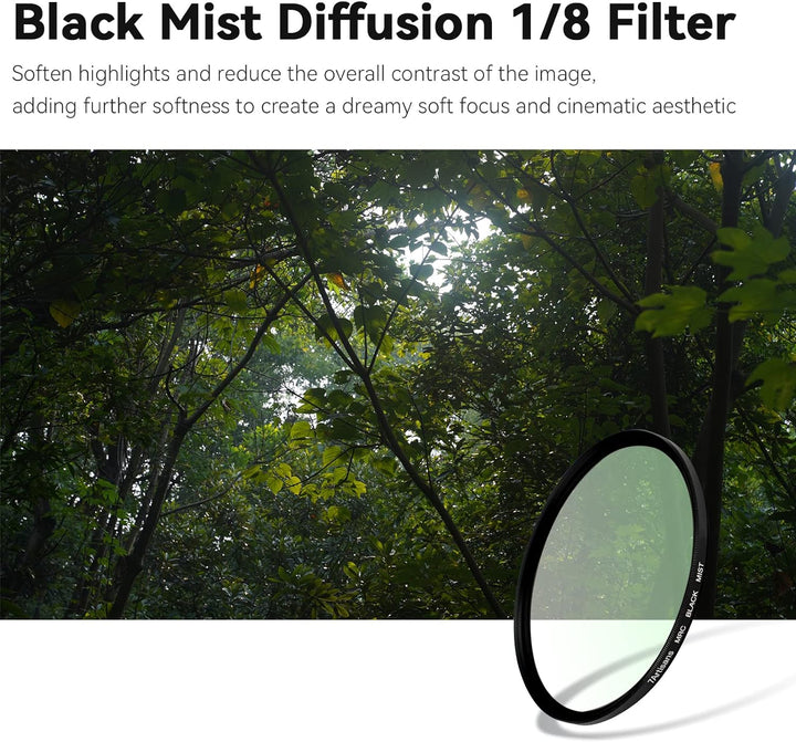 7artisans Black Mist Filter 1/8 Aluminiumlegierung, natürlicher weicher Diffusor-Effekt, weicher Fok