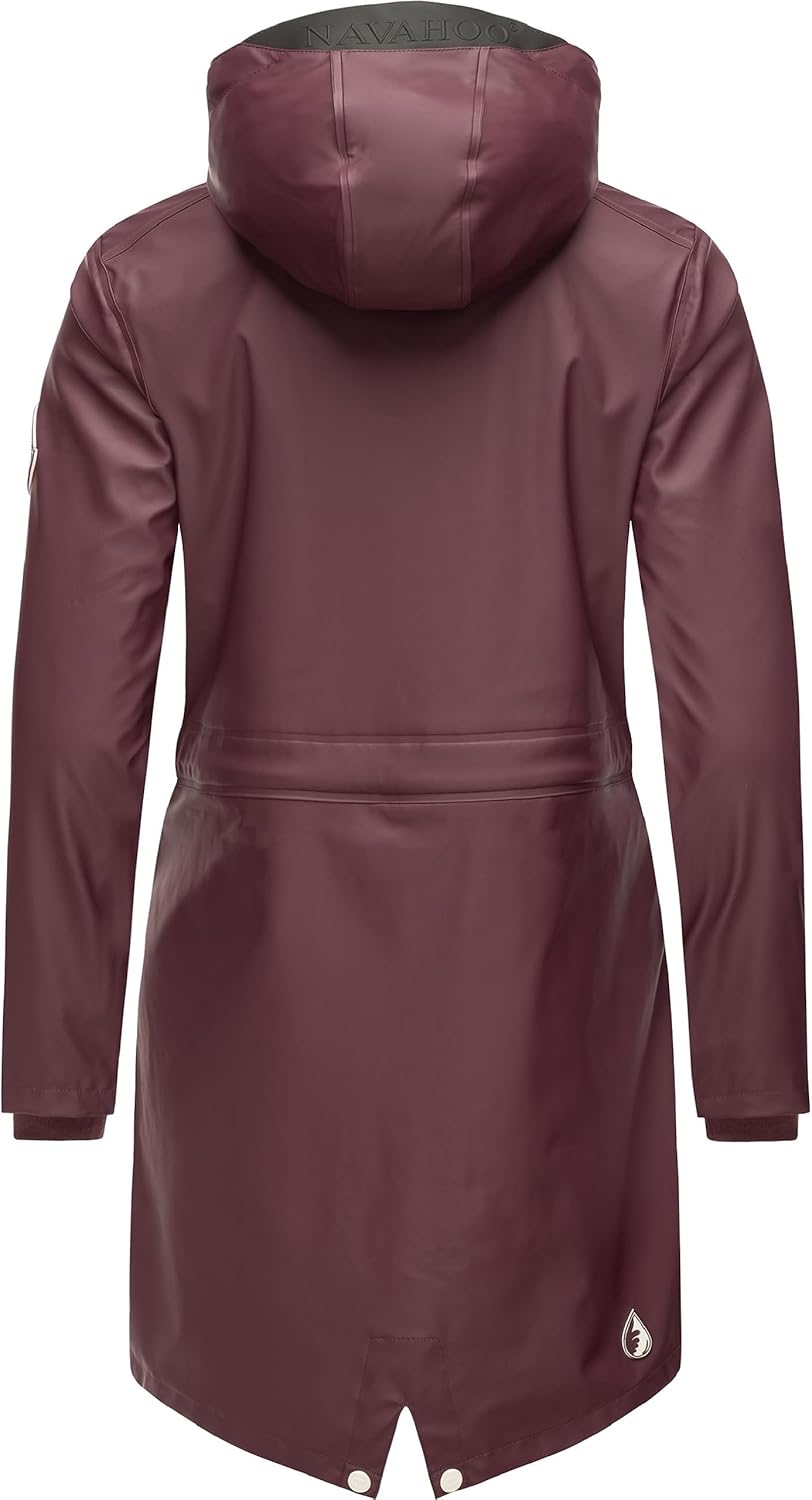 Navahoo Damen Übergangsjacke Regenmantel wasserdicht lang mit Kapuze Tropical Stormoo XS-3XL XS Wine