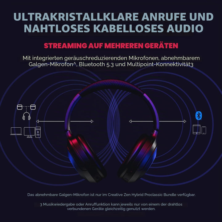 Creative - Zen Hybrid Pro Wireless Over-Ear Headphones ANC - Black