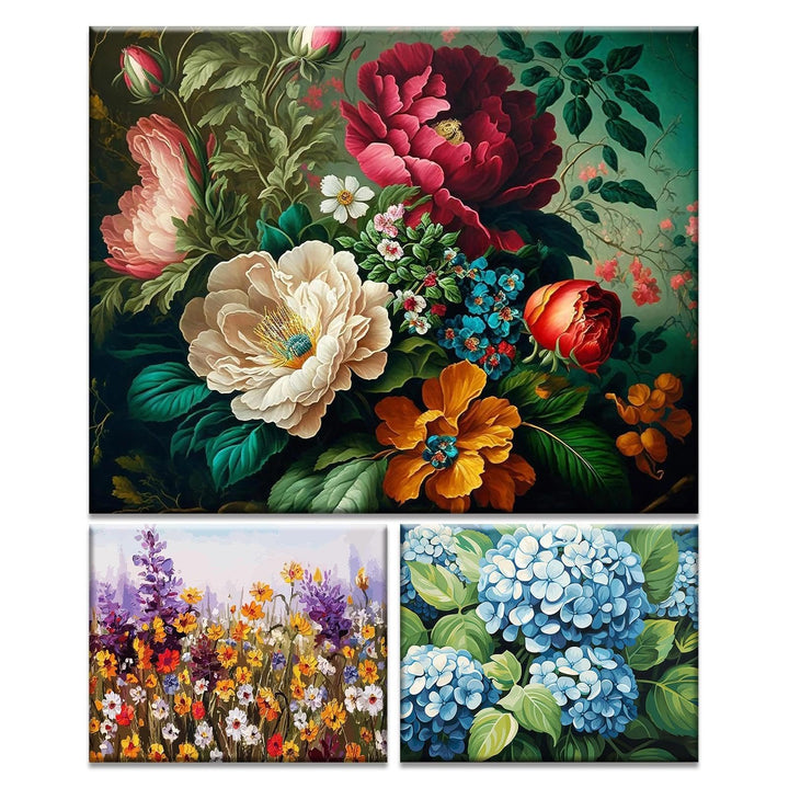 JATOK 3 Stück Malen Nach Zahlen Erwachsene, DIY Blumen Gemälde für Anfänger, Handgemalt Ölgemälde Le