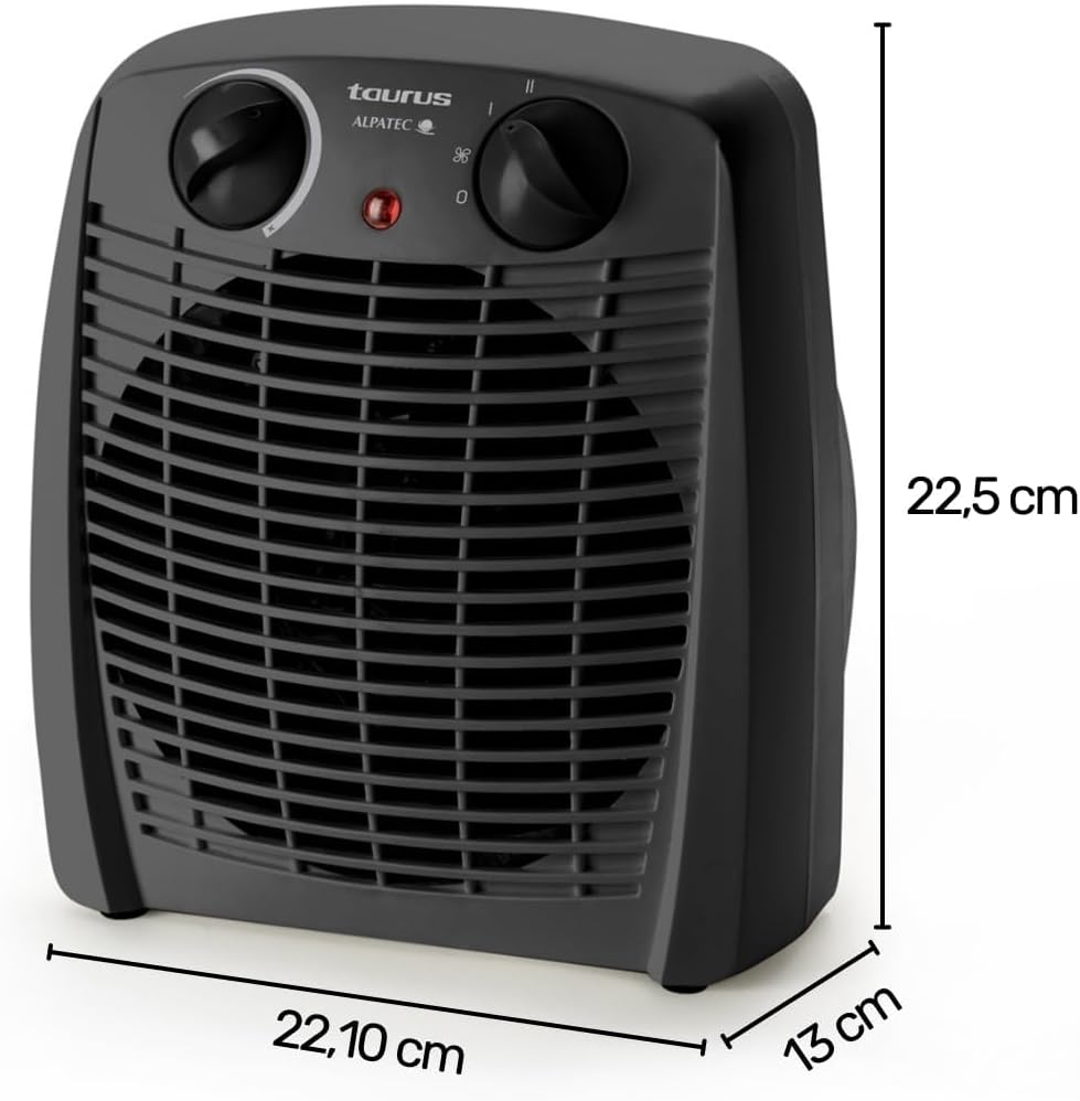 Taurus Alpatec Heizlüfter | New Gobi | 2000W | 2 Intensitäten | Regelbarer Thermostat | Sicherheits-