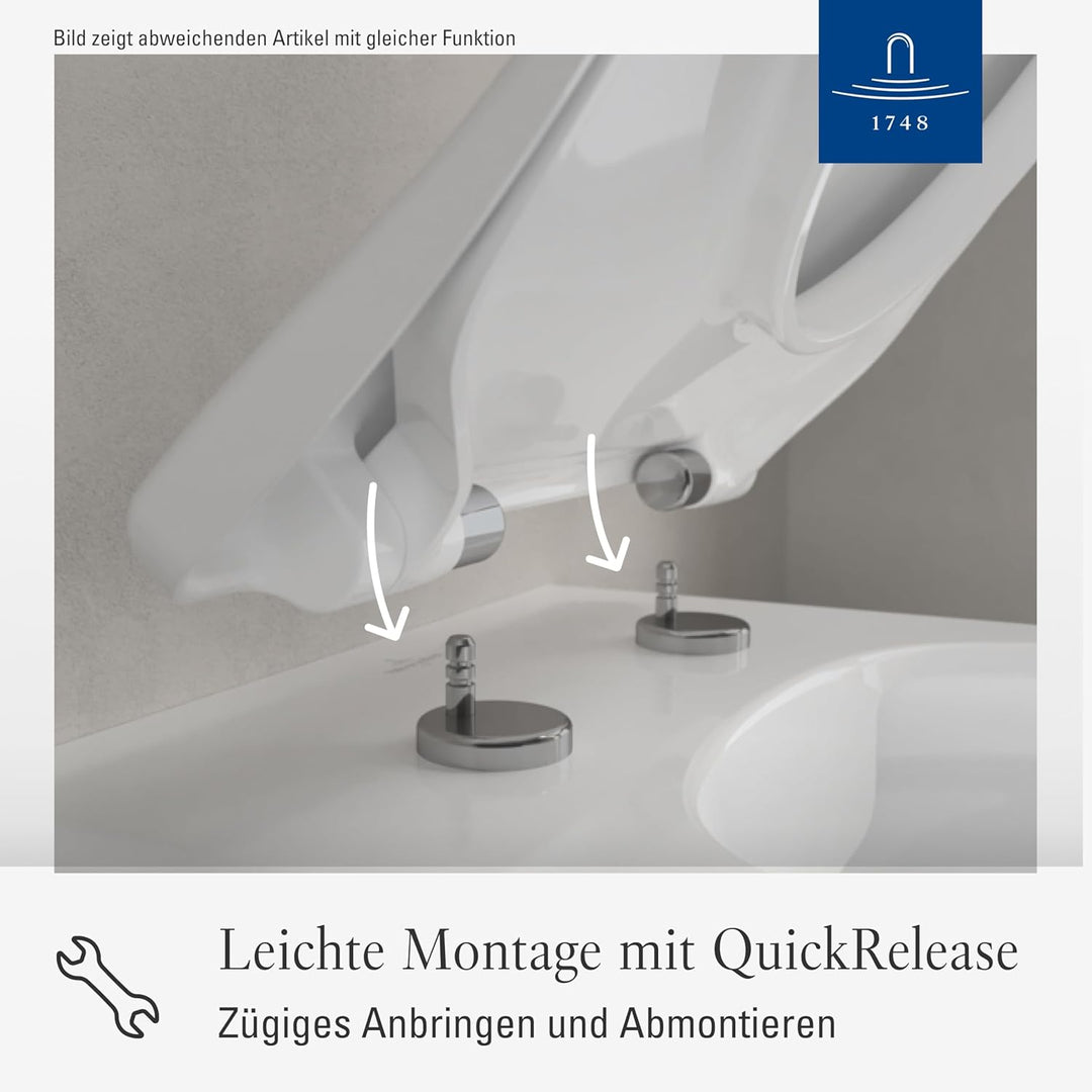 Villeroy & Boch Avento SlimSeat WC-Sitz - Toilettendeckel mit Absenkautomatik - Abnehmbarer, bruchsi