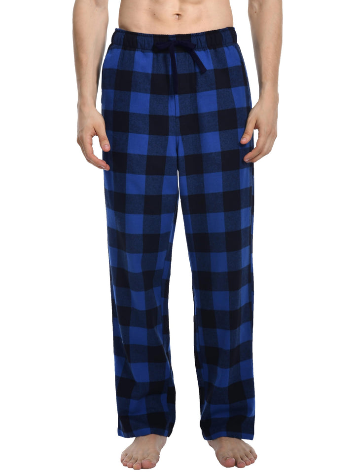 Nutria Herren Pyjamahose aus Flanell, 100% Baumwolle Kariert Weiche Schlafanzughose Warm Loungehose