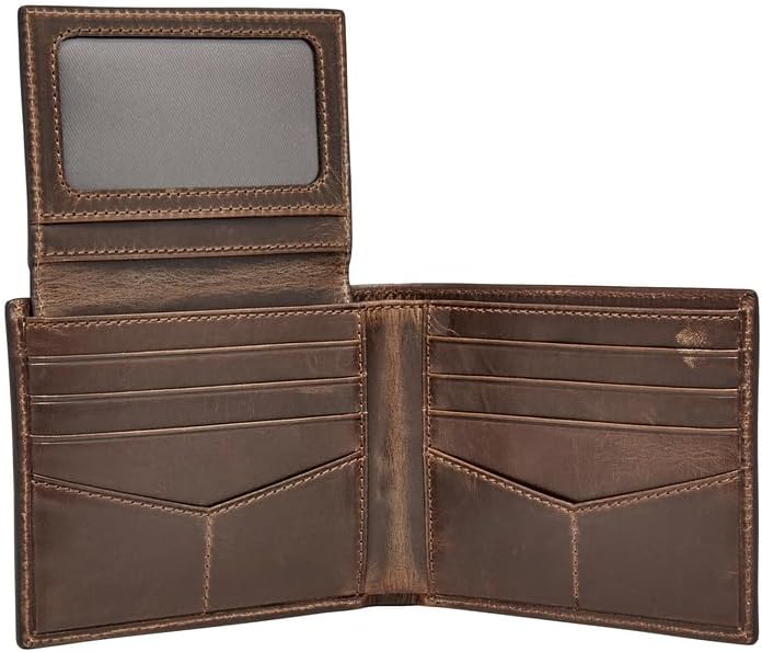 Fossil Herren Derrick Leder Bifold Geldbörse 11,43 cm L x 1,905 cm B x 8,89 cm H Dunkelbraun, Dunkel