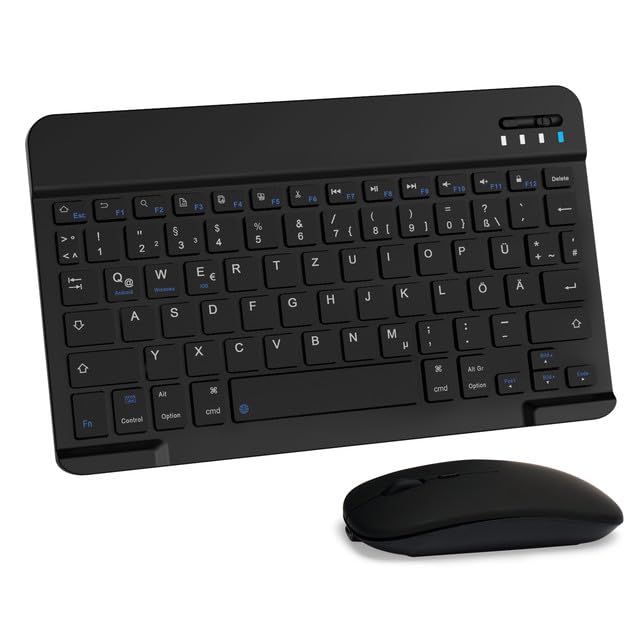 LAMA Kabellose Bluetooth Tastatur & Maus, wiederaufladbare Ultra-dünn Universal Tablet Tastatur, kom