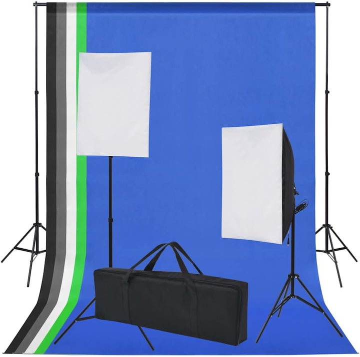 vidaXL Fotostudio Set Hintergrundsystem Studioleuchte Softbox Stativ Reflektor