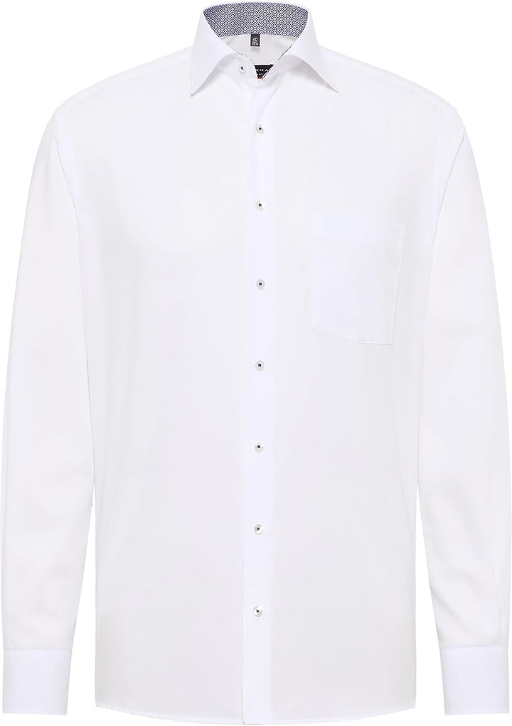 ETERNA Herren unifarbenes Popeline-Hemd MODERN FIT XS Weiss, XS Weiss