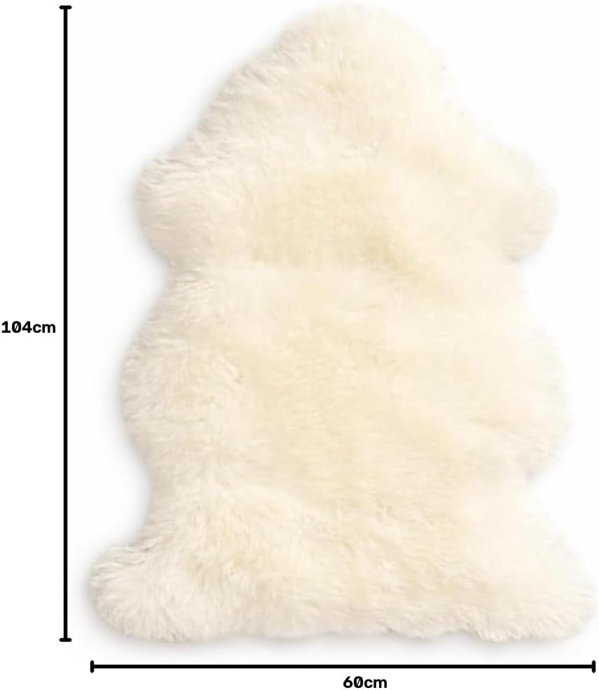 Cakla Lammfell Echt 120-130 cm - Schaffell Echt Gross - Fellteppich Weiss - Weich und Flauschig - Fe