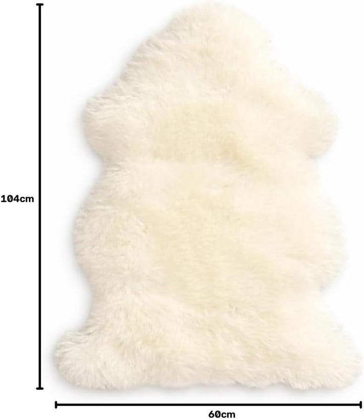 Cakla Lammfell Echt 120-130 cm - Schaffell Echt Gross - Fellteppich Weiss - Weich und Flauschig - Fe