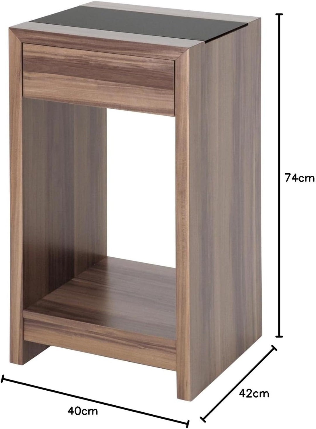 HAKU Möbel Beistelltisch, MDF, nussbaum, B 42 x T 40 x H 74 cm 42 x 40 x 74 cm, 42 x 40 x 74 cm