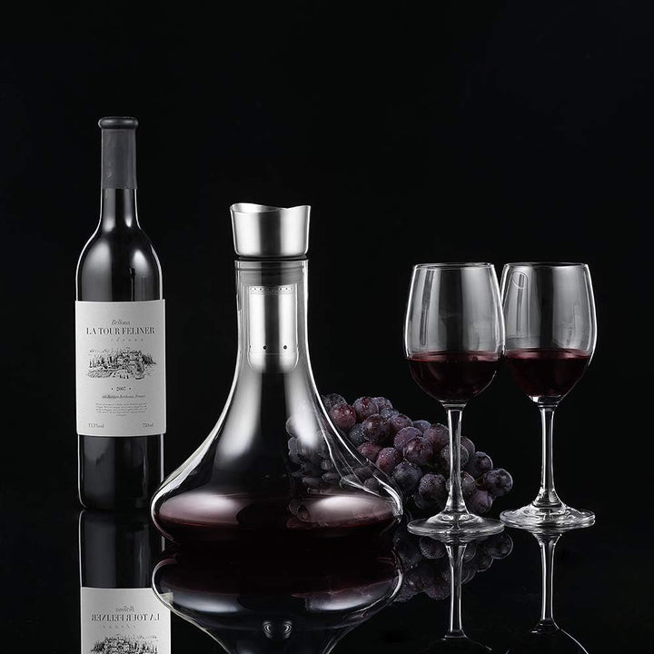 glastal Wein Dekanter Kristallglas Dekantierer mit Eingebautem Aerator Belüften und Filtern, Tropffr