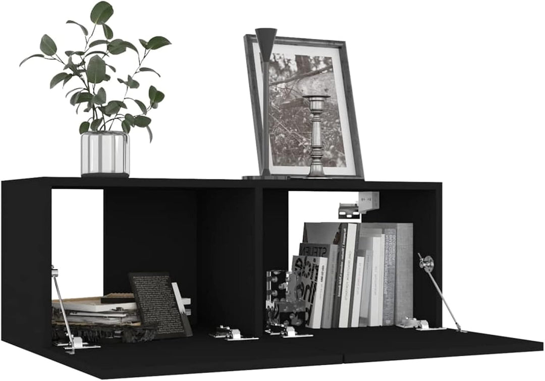 Festnight TV Wandboard Hängend Schwarz TV-Wandschrank Lowboard Hangend Hängeschränke Hänge TV Board