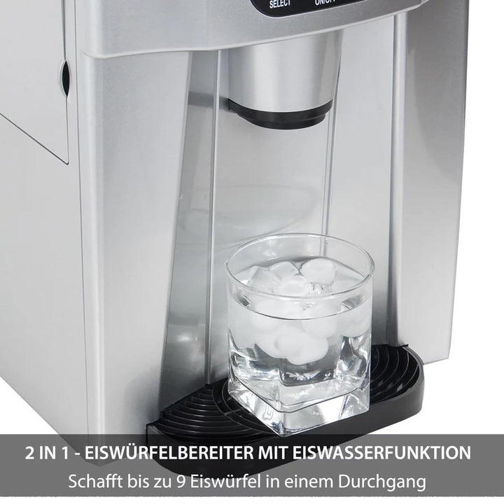 Syntrox Germany Eiswürfelmaschine Plumpix (Display + Eiswasserfunktion), 500 Watt, Eiswürfelautomat