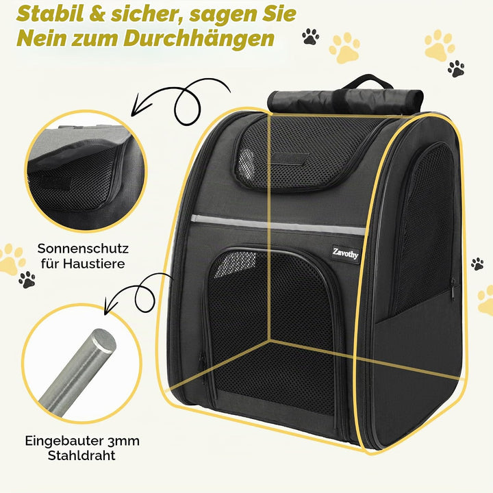 Zavothy Haustier Rucksack für Katzen und Hunde, Tragbar und Faltbar, mit Netzfenster und Gepolsterte