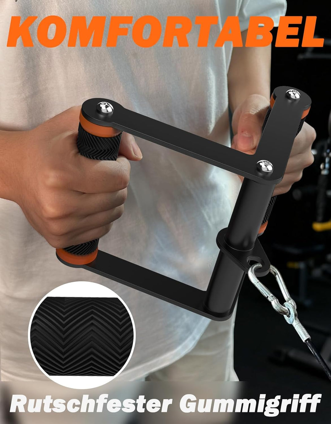 Fitarc Double D Row Handle Cable Attachments for Gym-Orange