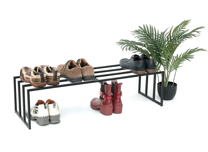 DanDiBo Schuhregal Metall Schwarz 1 Ebene 96551 Schuhablage Schuhständer Modern Stabil Massiv Schuhs