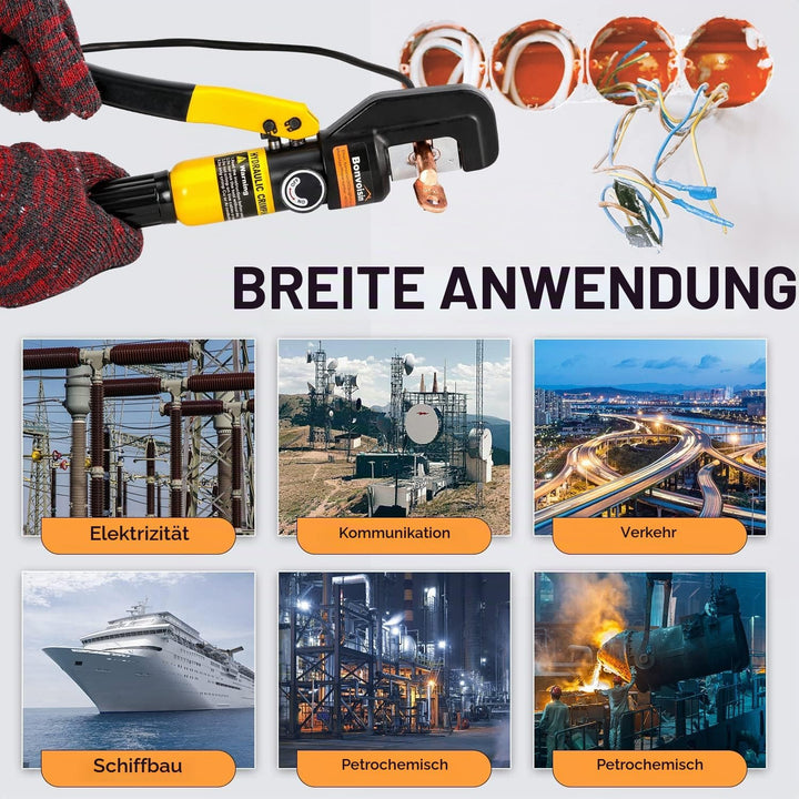 Bonvoisin Hydraulische Crimpzange, 8 Tonnen 9 Formen 4-70 m㎡ Stahl, für elektrische Kupfer- und Alum