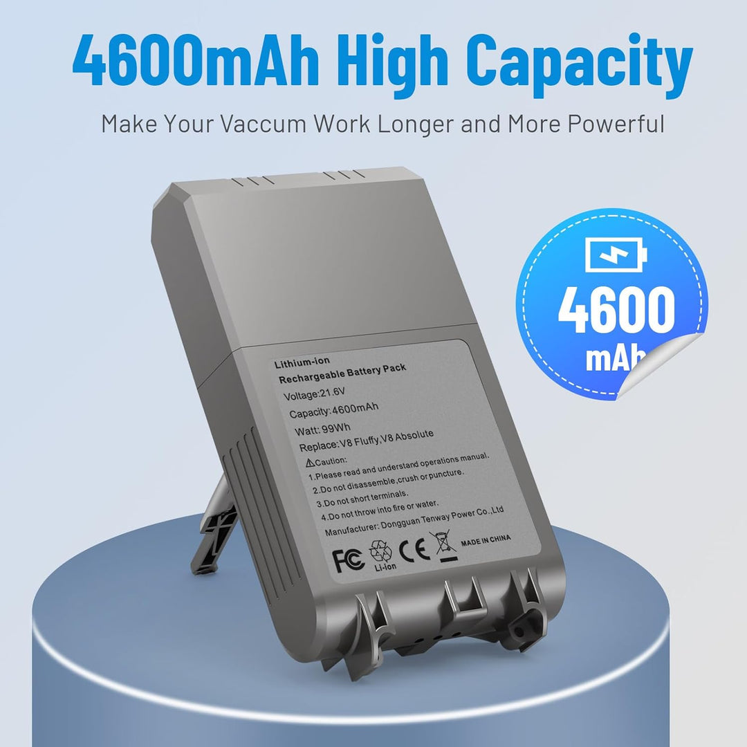 ASUNCELL 21.6V/4600mAh Lithium-Ionen Ersatzbatterie mit Werkzeugen für Alle Dyson V8 Models, V8 Abso