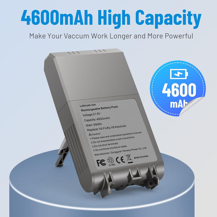 ASUNCELL 21.6V/4600mAh Lithium-Ionen Ersatzbatterie mit Werkzeugen für Alle Dyson V8 Models, V8 Abso