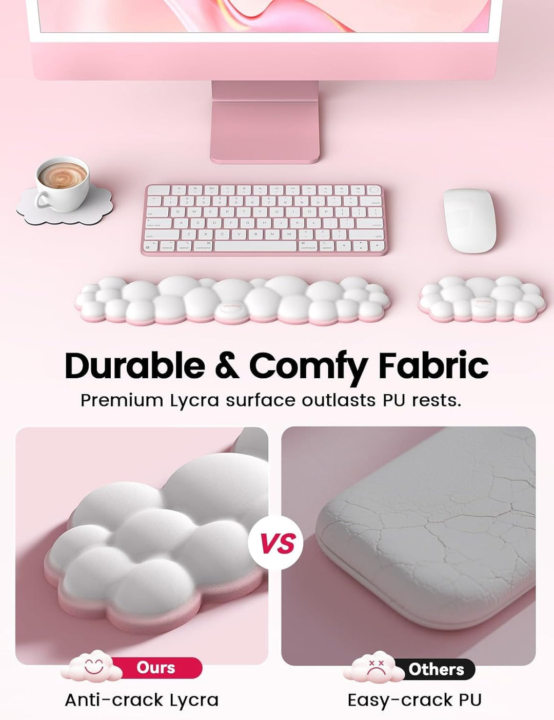 Vaydeer Ergonomische Handballenauflage Set – Memory Foam Handgelenkstütze für Tastatur & Maus, Rutsc