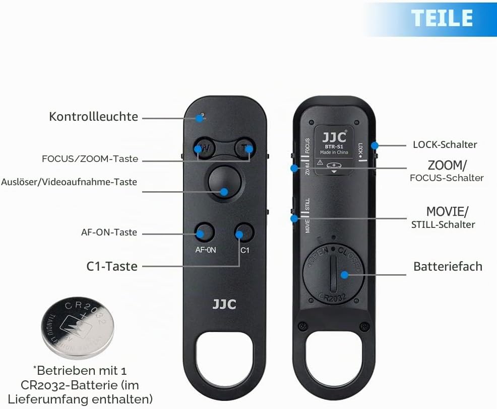 JJC RMT-P1BT Bluetooth Fernbedienung Kabelloser Fernauslöser für a7 IV III ZV-1 ZV-1F A7C II, A7C R,