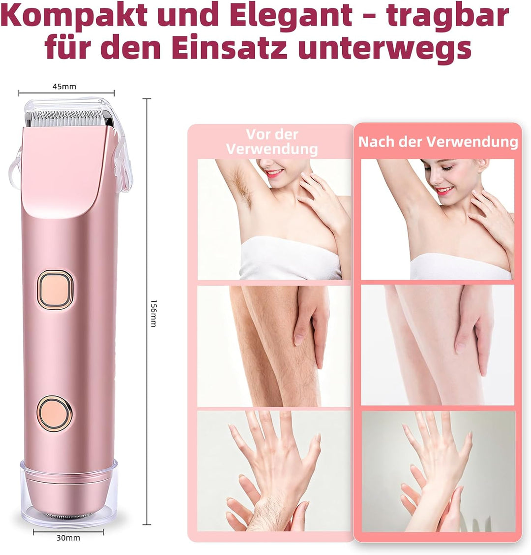 Carehabi 2 in 1 Intimrasierer für Frauen & Damen Rasierer Elektrisch - Schmerzfreier Bikini Trimmer,