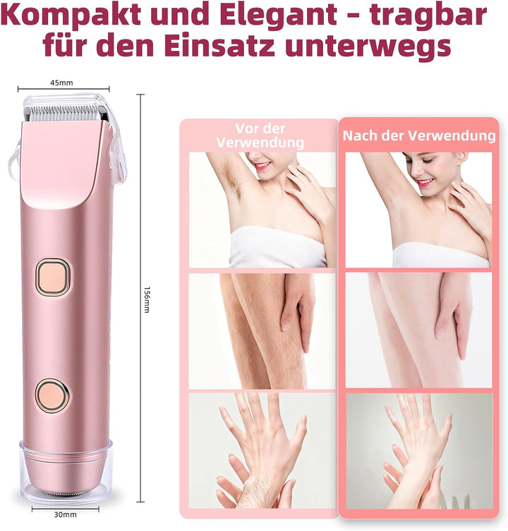 Carehabi 2 in 1 Intimrasierer für Frauen & Damen Rasierer Elektrisch - Schmerzfreier Bikini Trimmer,