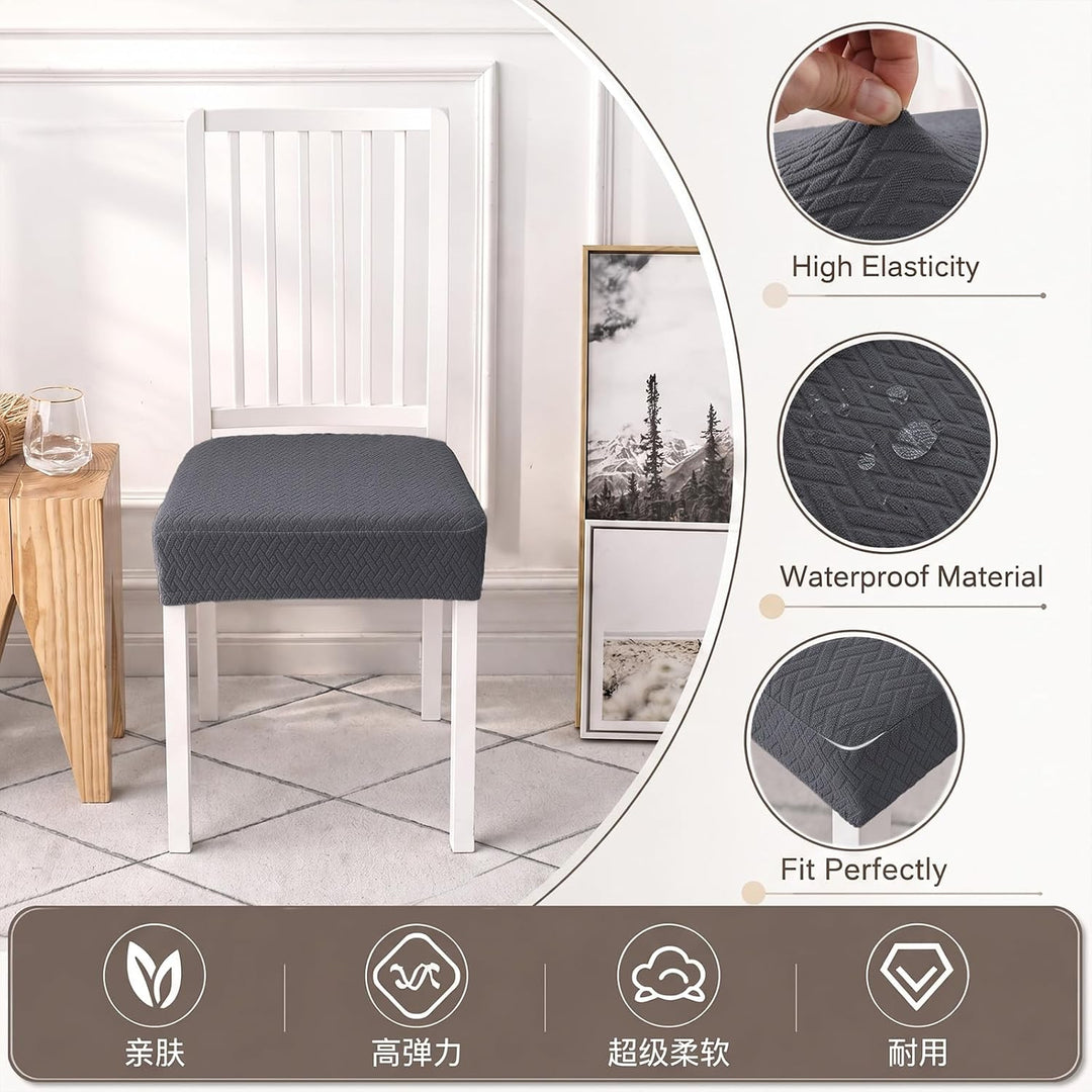 KELUINA Diamantgitter Jacquard wasserdichte Stuhl Sitzbezüge für Esszimmer Stretch Stuhl Sitzkissen