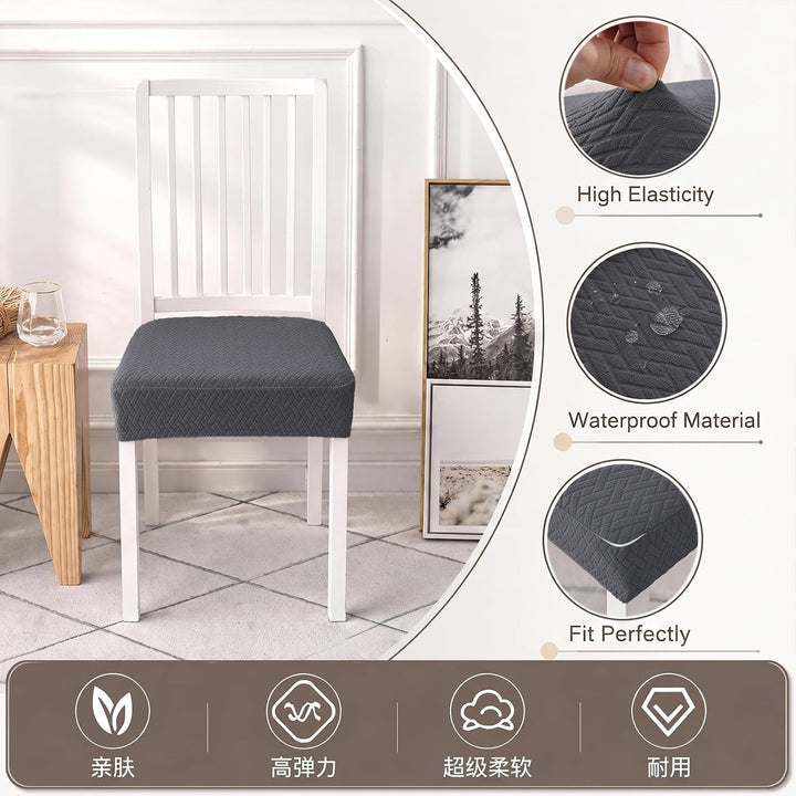 KELUINA Diamantgitter Jacquard wasserdichte Stuhl Sitzbezüge für Esszimmer Stretch Stuhl Sitzkissen