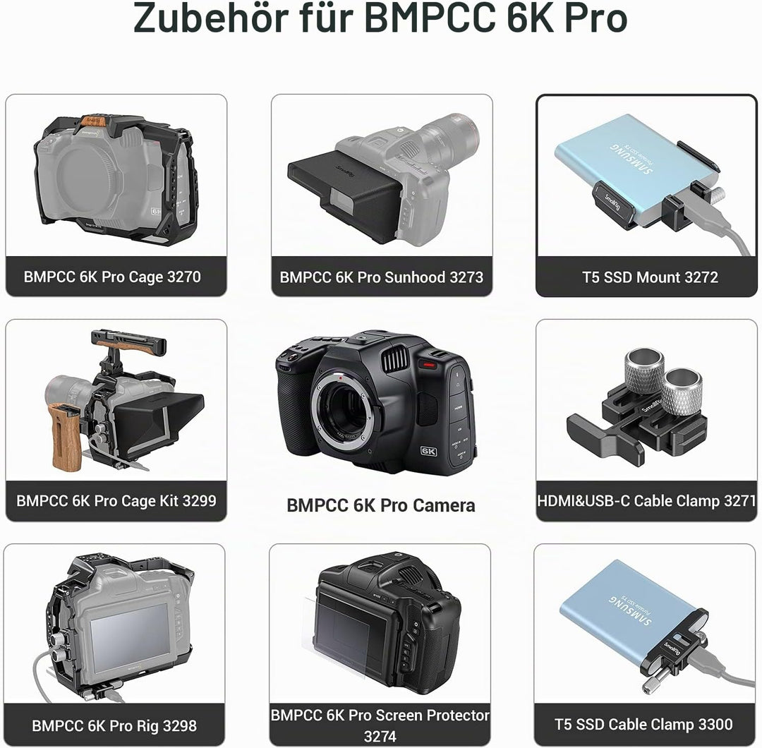 SMALLRIG SSD Halter Halterung nur für T5/T7 SSD Funktioniert für BMPCC 6K PRO Kamera und für BMPCC 6