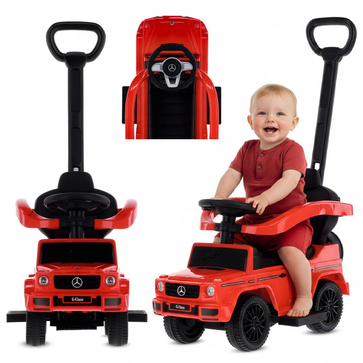 Rutschauto ab 1 Jahr mit Schubstange, Bobbycar, Mercedes G mit Schubstange, Kinderauto, Baby Auto (R