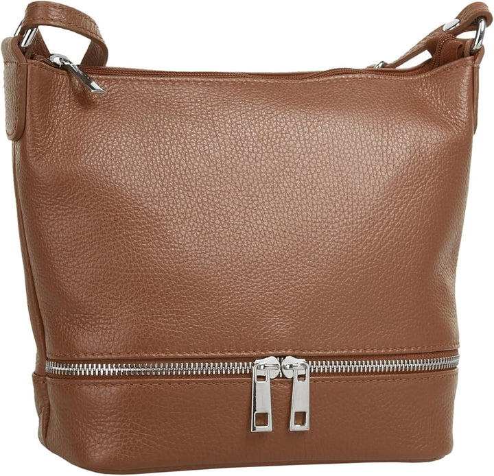 Cluty Umhängetasche Echt Leder Damen | Made in Italy, verstellbarer Schultergurt, Handtasche mit Rei