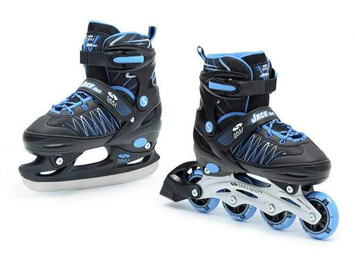 SMJ sport Kinder 2IN1 Inlineskates Schlittschuhe Verstellbar Inliner ABEC7 Jack 38-41, 38-41