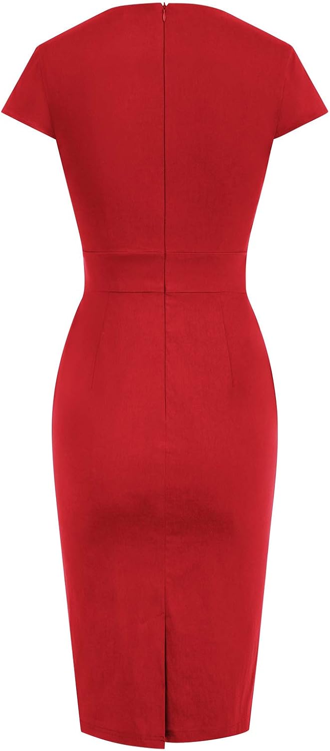 GRACE KARIN Bleistiftkleid für Damen, Vintage-Stil der 50er-, 60er-Jahre, figurbetont, Flügelärmel S