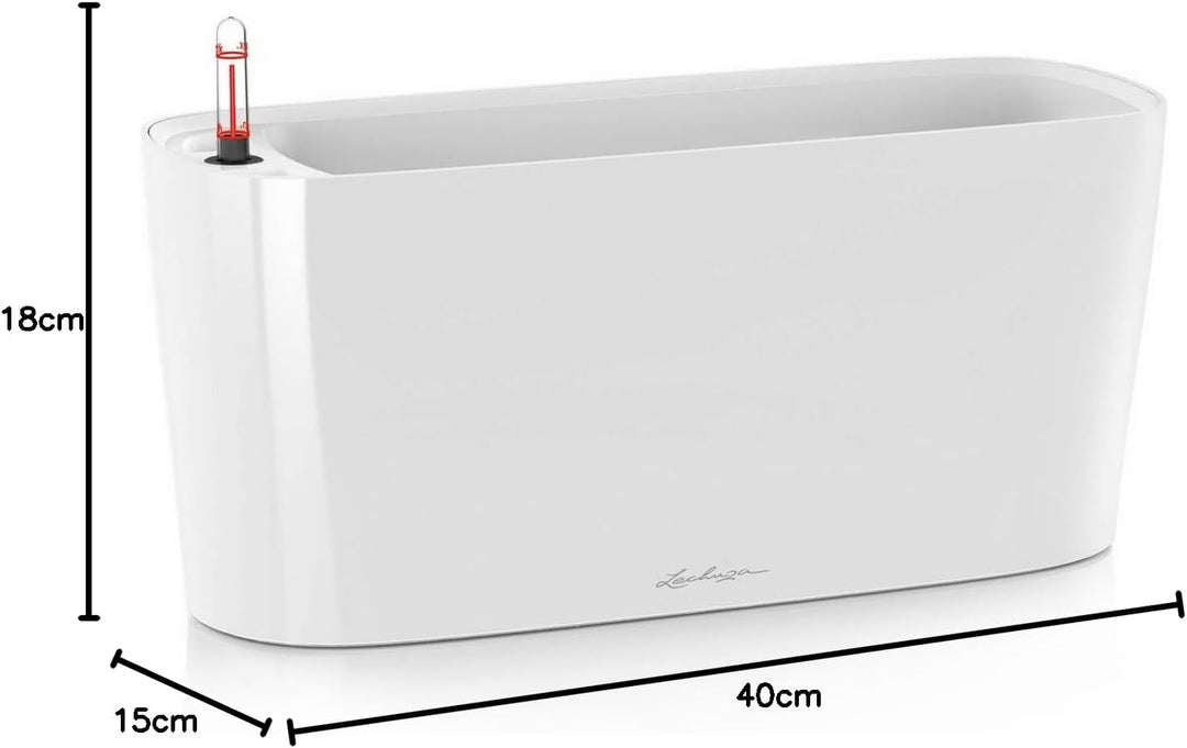 LECHUZA DELTA 20 weiss hochglanz 15560 Weiss Hochglanz 40x15x18 cm Tischgefäss, Weiss Hochglanz 40x1