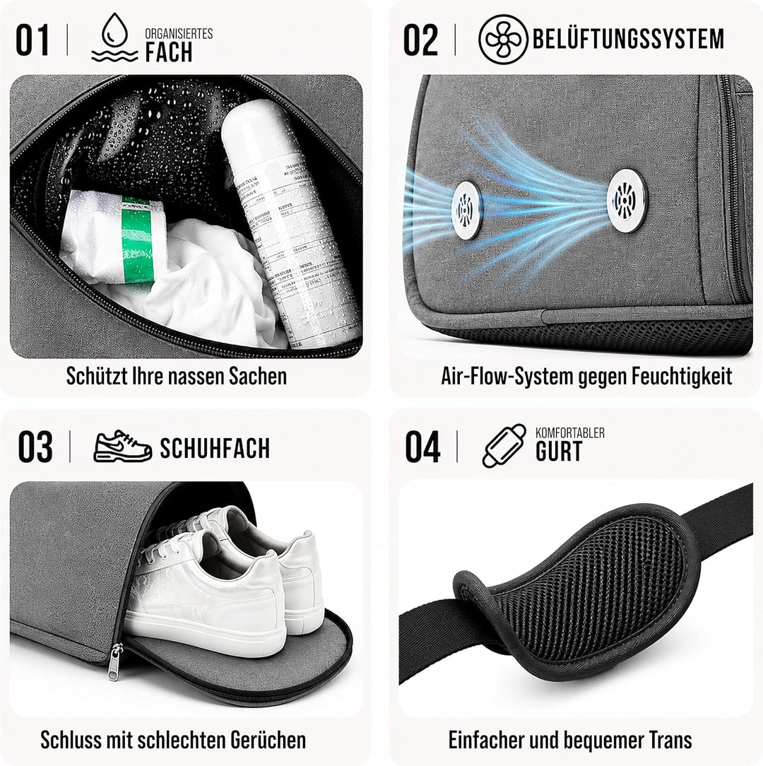 Sporttasche &amp; Reisetasche für Damen und Herren mit Nassfach &amp; Schuhfach - Sporttaschen für Sport &amp; R