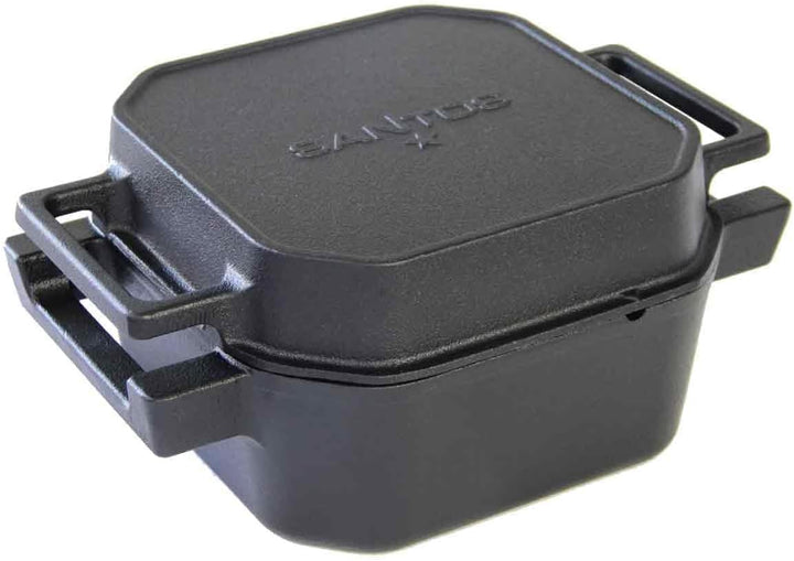 SANTOS Square Dutch Oven mit Deckel - Quadratischer Schmortopf - 9,5L/10Qt Feuertopf - Gusseisen - p