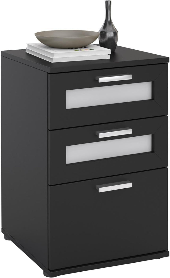 CARO-Möbel Nachttisch für Boxspringebtt Nachtschrank Nachtkommode MARIKE in schwarz, mit 3 Schublade