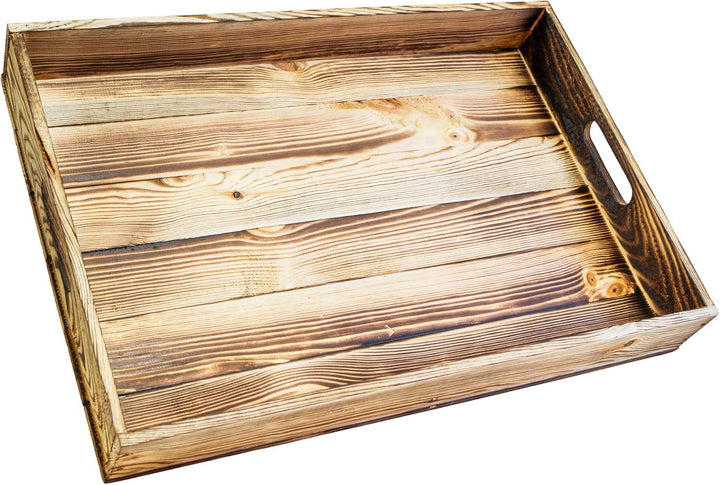 Serviertablett aus Holz 60x40x8cm Holztablett Frühstückstablett Dekotablett Tragetablett Präsentiert