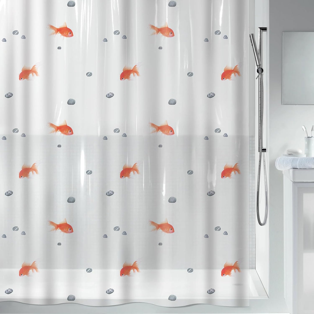 Spirella Anti-Schimmel Duschvorhang Goldfisch Anti-Bakteriell, waschbar, wasserdicht Vinyl 180x200cm