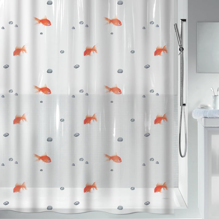 Spirella Anti-Schimmel Duschvorhang Goldfisch Anti-Bakteriell, waschbar, wasserdicht Vinyl 180x200cm